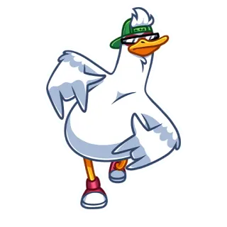🤘 鸭子, 卡通, 动物, 贴纸, 酷, 太阳镜, 帽子 telegram sticker