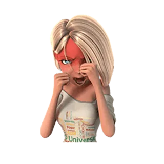 😊 POWER 2 UNIVERSE kobieta, płacz, smutny, blondynka, kreskówka, naklejka telegram sticker