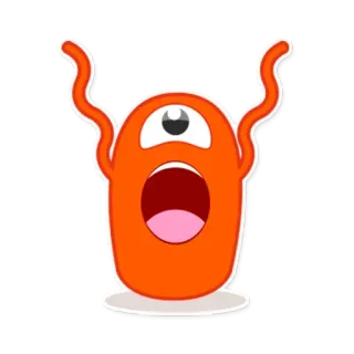🥺 怪物, 独眼, 橙色, 卡通, 快乐, 可爱, 傻 telegram sticker
