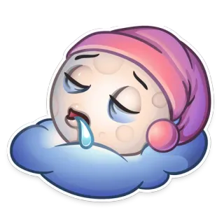 😪 луна, спящий, сонный, ночь, мультфильм, облако whatsapp sticker