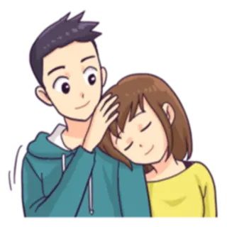 😴 пара, нежность, любовь, мультфильм, отношения, объятие, романтика telegram sticker