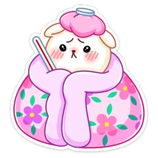 🤒 больной, собака, термометр, милый, мультфильм telegram sticker