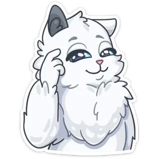 🤔 cat, cute, thinking, fluffy, white, adorable, sticker telegram sticker