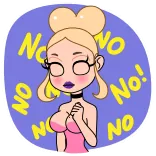 👎 No! No! No! No! No! женщина, мультфильм, нет, отказ, нет, блондинка, пышногрудая telegram sticker