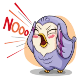 😕 NOoo búho, dibujos animados, enojado, no, molesto, pájaro whatsapp sticker