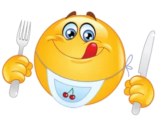 😋 Emoji, Comida, Tenedor, Cuchillo, Hambre, Dibujo animado telegram sticker