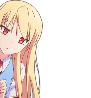 😶 Anime, Fille, Dessin animé, Mignon, Cheveux blonds, Yeux rouges telegram sticker