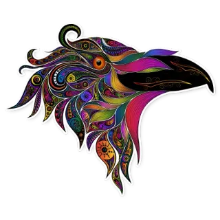 🦅 bird, crow, raven, colorful, ornate, psychedelic, sticker, animal telegram sticker