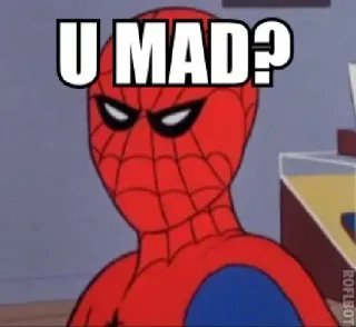 😒 Spider-Man U MAD? cartoon, comic, marvel, superhero, meme telegram sticker