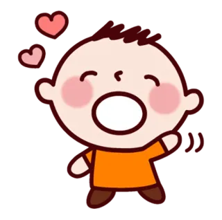 👋 dibujo animado, niño, corazón, lindo, ilustración whatsapp sticker