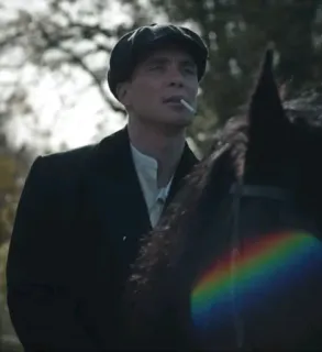 🐴 Tommy Shelby Peaky Blinders Tommy Shelby, Peaky Blinders, Cillian Murphy, horse, cigarette, flat cap telegram sticker