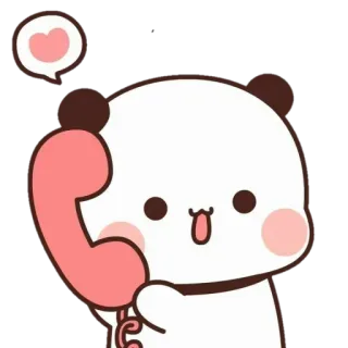 🐻 panda, cute, cartoon, animal, love, telephone, call telegram sticker