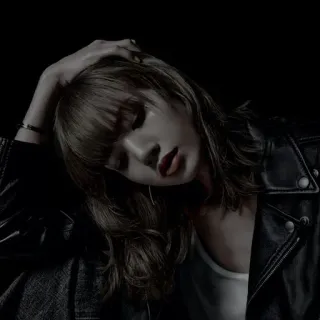 🌥 woman, leather jacket, portrait, fashion, style, hair telegram sticker