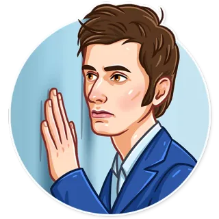 😔 David Tennant actor, man, cartoon, suit telegram sticker