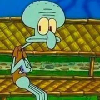 ➰ Squidward Tentacles SpongeBob SquarePants Squidward, cartoon, SpongeBob, sad, character, animation telegram sticker