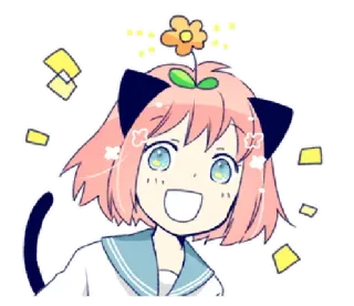 😃 Anime, Carino, Cartone animato, Fiore, Felice whatsapp sticker
