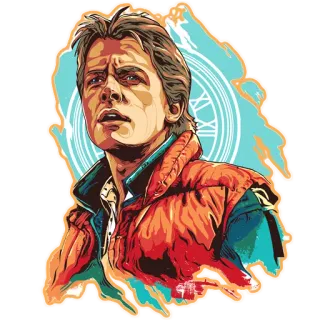 😦 Marty McFly Back to the Future Марти МакФлай, Назад в будущее, 80-е, Фильм, Научная фантастика, Майкл Джей Фокс telegram sticker
