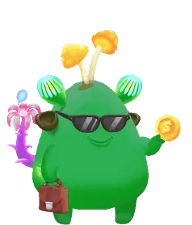 😎 mostro, soldi, occhiali da sole, valigetta, verde, divertente, personaggio telegram sticker