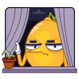 😒 lemon, cartoon, window, plant, gloves, bored, sleepy telegram sticker