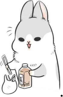 👝 cute, bunny, bubble tea, kawaii, food, animal telegram sticker
