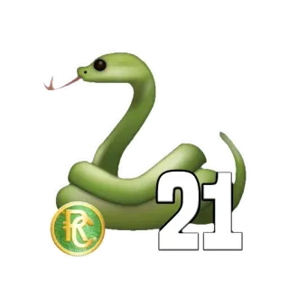 🐍 21 serpiente, reptil, número 21, verde, animal, emoji telegram sticker