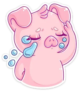 😥 Schwein, weinend, traurig, rosa, Cartoon, Tier, Tränen telegram sticker