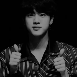 ✖️ Jin Jin, BTS, pouce levé, K-pop, chanteur telegram sticker