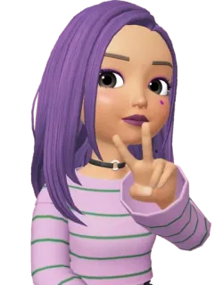 ✌️ avatar, cabelo roxo, sinal de paz, mulher, desenho animado, garota, fofa, feminino telegram sticker