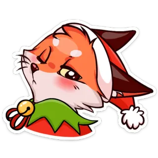 😉 renard, dessin animé, mignon, elfe, noël, vacances, animal telegram sticker