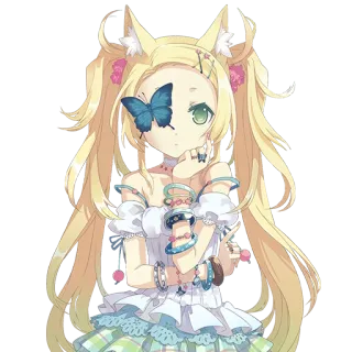 😲 fille anime, papillon, mignon, dessin animé, personnage, kawaii telegram sticker