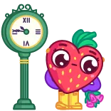 ⏰ Uhr, Erdbeere, Herz, Cartoon, Kawaii whatsapp sticker
