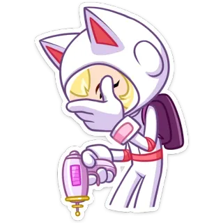 😔 мультфильм, девушка-кошка, палец вниз, астронавт, стикер telegram sticker