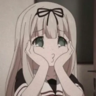 😚 Anime, Fille, Mignon, Dessin animé, Personnage, Ruban telegram sticker