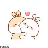 👩‍❤️‍👨 rabbits, love, cute, animals, hugging, cartoon telegram sticker