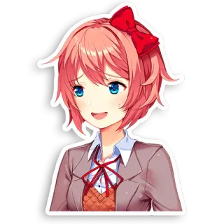 😅 Sayori Doki Doki Literature Club! Anime, Spiel, Süß, Charakter, Schleife, Mädchen telegram sticker