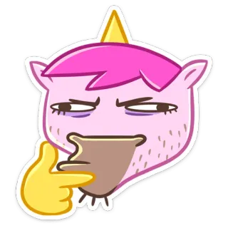 🤔 unicórnio, rosa, pensativo, presunçoso, expressão, desenho animado whatsapp sticker