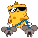 😎 queso, ratón, dibujo animado, gafas de sol, animal, gracioso, lindo, personaje telegram sticker