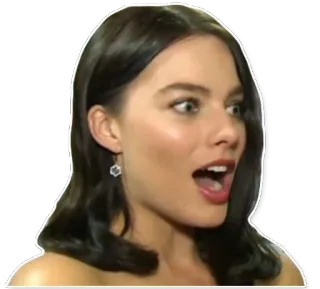 🐵 Margot Robbie Margot Robbie, actrice, célébrité, choquée, bouche ouverte whatsapp sticker