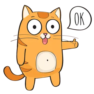 🐱 OK chat, animal, ok, dessin animé, mignon whatsapp sticker