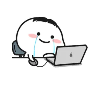 😢 cartoon, crying, laptop, tears, emoticon telegram sticker