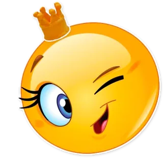 😘 Emoji, Clin d'oeil, Couronne, Jaune, Visage, Expression telegram sticker