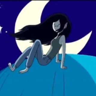 🖤 Marceline Adventure Time cartoon, vampire, moon, character, Adventure Time, Marceline whatsapp sticker