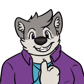 👍 loup, anthro, furry, dessin animé, animal, personnage whatsapp sticker