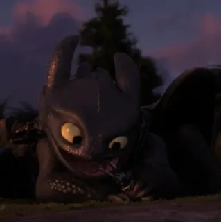 😋 Toothless How to Train Your Dragon มังกร, น่ารัก, ไนท์ฟิวรี่, การ์ตูน, สัตว์ whatsapp sticker