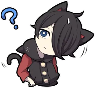 ❓ 애니메이션, 고양이 귀, 물음표, 치비, 만화, 만화 telegram sticker