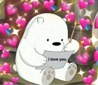 🐼 I love you amor, urso, desenho animado, fofo, corações telegram sticker