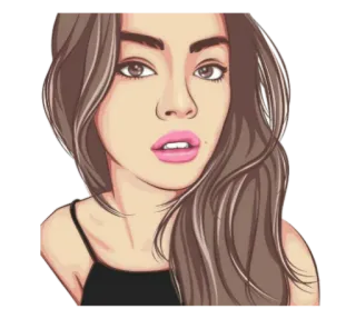🌚 wanita, gadis, potret, kecantikan, kartun whatsapp sticker