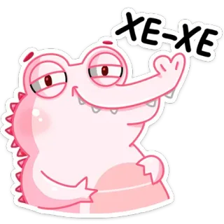 😏 XE-XE crocodilo, jacaré, desenho animado, animal, rosa, sorrindo telegram sticker