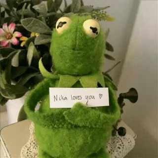 😑 Kermit Nika loves you Kermit la rana, Burattino, Saluto, Messaggio, Amore, Affetto, Nika whatsapp sticker