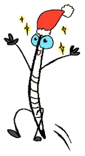 😃 Wurm, Weihnachten, Weihnachtsmütze, Funkeln, Cartoon, Süß, Feiertag, Wurm an einer Schnur telegram sticker